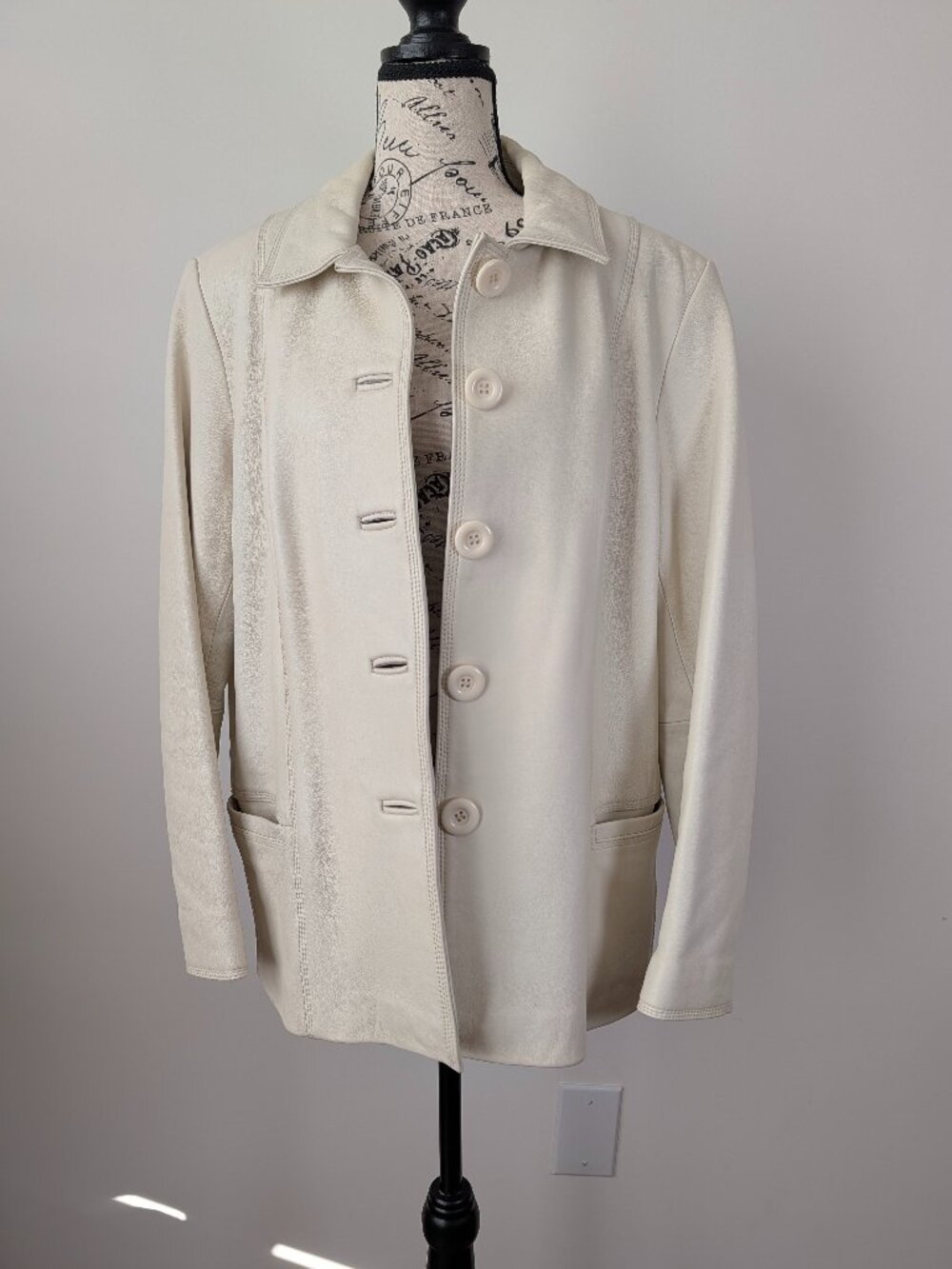 Leather Jacket Jaclyn Smith Ivory  Women’s XL Lined